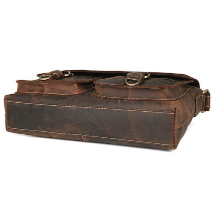 Кожаный винтажный портфель Buffalo Bags коричневый 1038R – Фото 4