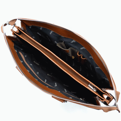 Мужской кожаный портфель Desisan светло-коричневый 1341-015 – Фото 4