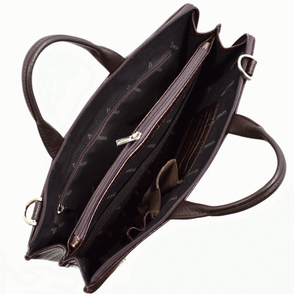 Мужской кожаный портфель Desisan коричневый 1349-142 – Фото 4