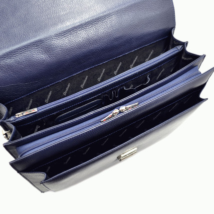 Мужской кожаный синий портфель DESISAN 217-315 – Фото 4