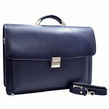 Мужской кожаный синий портфель DESISAN 217-315 – Фото 6