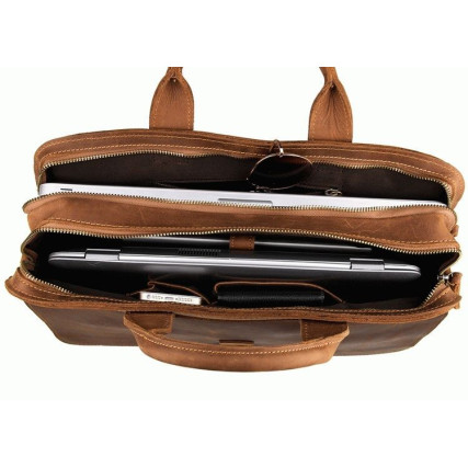 Кожаный портфель мужской 6020B Buffalo Bags коричневый – Фото 5