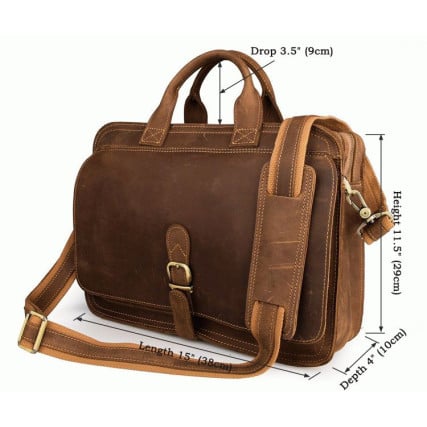 Кожаный портфель мужской 6020B Buffalo Bags коричневый – Фото 7
