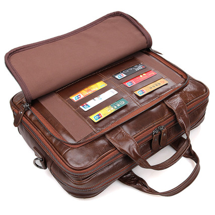 Кожаный портфель мужской коричневый Buffalo Bags 7005Q – Фото 2