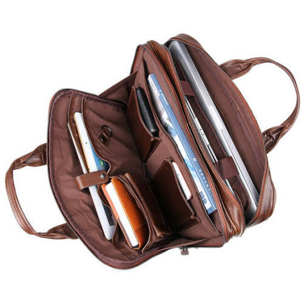 Кожаный портфель мужской коричневый Buffalo Bags 7005Q – Фото 5