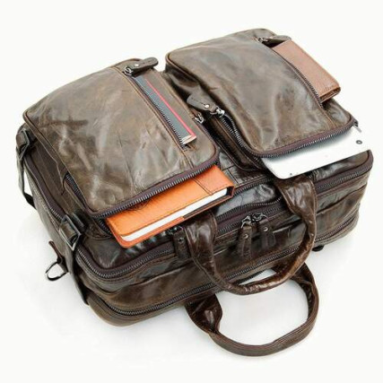 Мужская кожаная сумка 3в1 7014C-1 Buffalo Bags коричневая – Фото 10