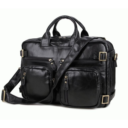 Кожаный портфель мужской 7026A Buffalo Bags черный – Фото 1
