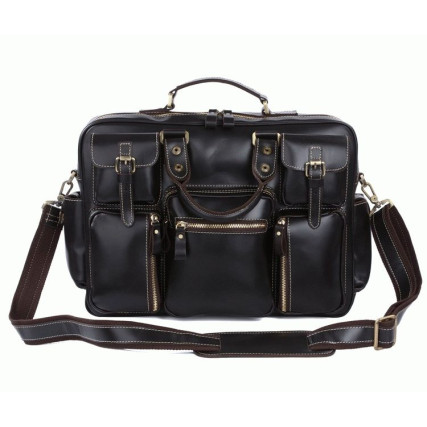 Мужской кожаный портфель 7028A Buffalo Bags черный – Фото 1