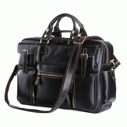 Мужской кожаный портфель 7028A Buffalo Bags черный – Фото 2