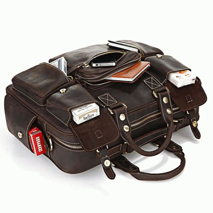 Мужской кожаный портфель 7028R Buffalo Bags коричневый – Фото 4