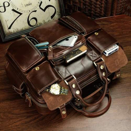 Мужской портфель из натуральной кожи 7028X Buffalo Bags коричневый – Фото 4