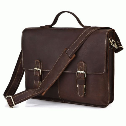 Мужской коричневый кожаный портфель Buffalo Bags 7090R – Фото 1