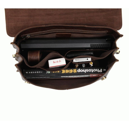 Кожаный мужской портфель сумка 7091C Buffalo Bags коричневый – Фото 6
