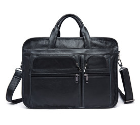 Универсальная мужская кожаная сумка Buffalo Bags черная 7093A