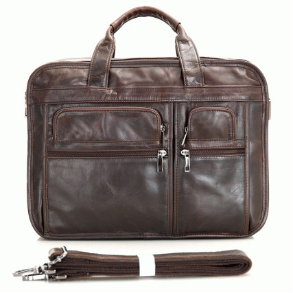 Универсальная мужская кожаная сумка Buffalo Bags коричневая 7093C – Фото 2