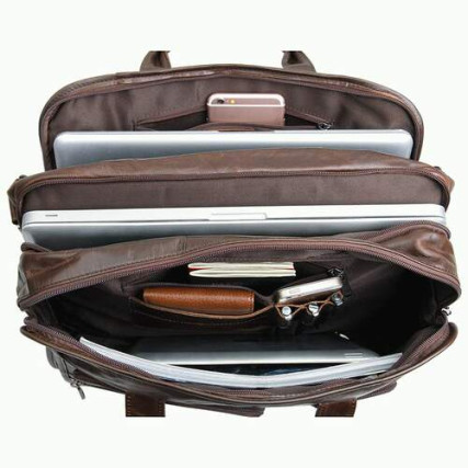 Универсальная мужская кожаная сумка Buffalo Bags коричневая 7093C – Фото 4