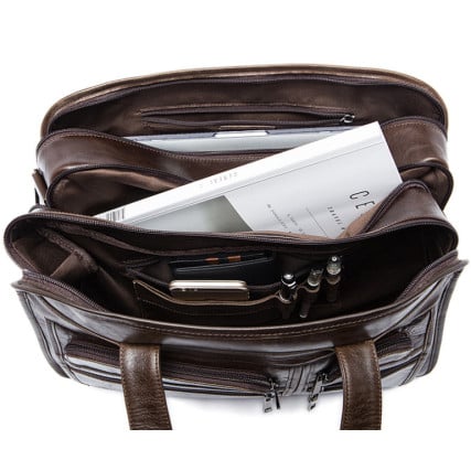 Универсальная кожаная сумка для ноутбука 15.6&quot; Buffalo Bags коричневая 7093Q – Фото 6