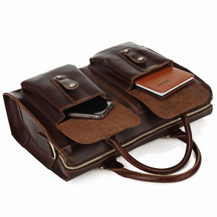 Темно-коричневый мужской кожаный портфель Buffalo Bags 7096C – Фото 4