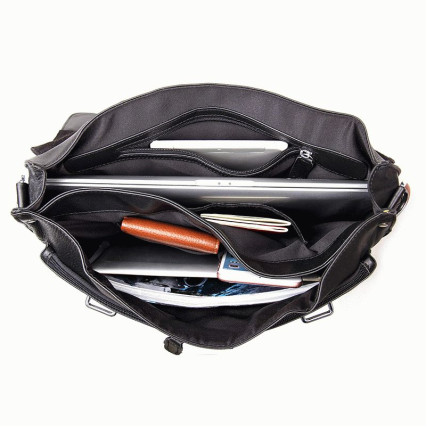 Мужской вместительный портфель Buffalo Bags черный 7100A – Фото 7