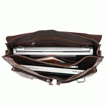 Мужской коричневый вместительный портфель Buffalo Bags 7100B – Фото 5
