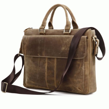 Сумка для документов из винтажной кожи Buffalo Bags коричневая 7113B – Фото 1