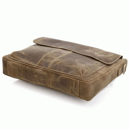 Сумка для документов из винтажной кожи Buffalo Bags коричневая 7113B – Фото 3