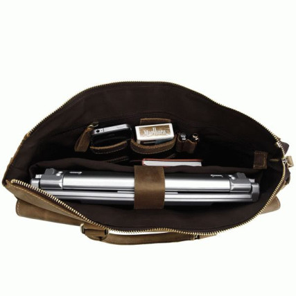 Сумка для документов из винтажной кожи Buffalo Bags коричневая 7113B – Фото 5