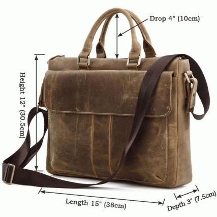 Сумка для документов из винтажной кожи Buffalo Bags коричневая 7113B – Фото 6