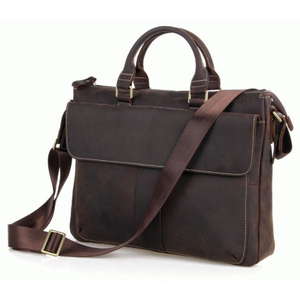 Кожаный винтажный портфель Laptop Dark Buffalo Bags 7113R-1 – Фото 2