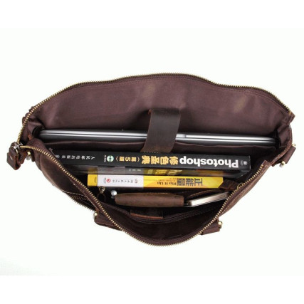Кожаный винтажный портфель Laptop Dark Buffalo Bags 7113R-1 – Фото 6