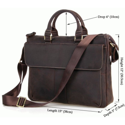 Кожаный винтажный портфель Laptop Dark Buffalo Bags 7113R-1 – Фото 7
