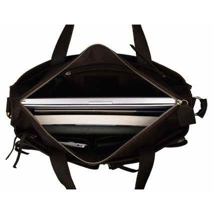 Мужская вместительная кожаная сумка 7138R Buffalo Bags коричневая – Фото 7