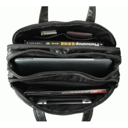 Мужская кожаная сумка Buffalo Bags серая 7146J – Фото 5