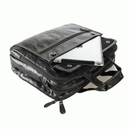 Мужская кожаная сумка Buffalo Bags серая 7146J – Фото 6