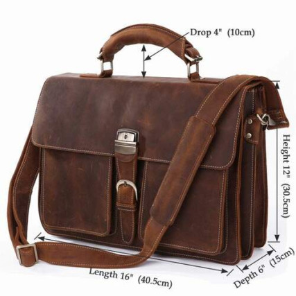 Кожаный портфель мужской 7164R Buffalo Bags коричневый – Фото 6