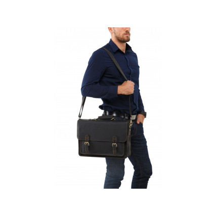 Мужской кожаный портфель Tiding Bag 7205A черный – Фото 4