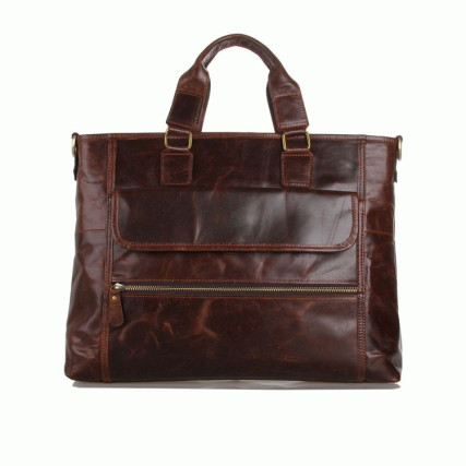 Мужской вместительный кожаный портфель Buffalo Bags 7212C коричневый – Фото 1
