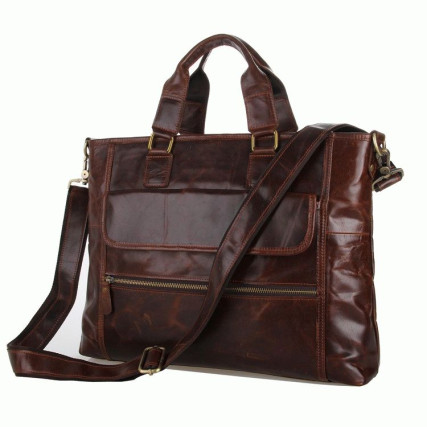 Мужской вместительный кожаный портфель Buffalo Bags 7212C коричневый – Фото 2