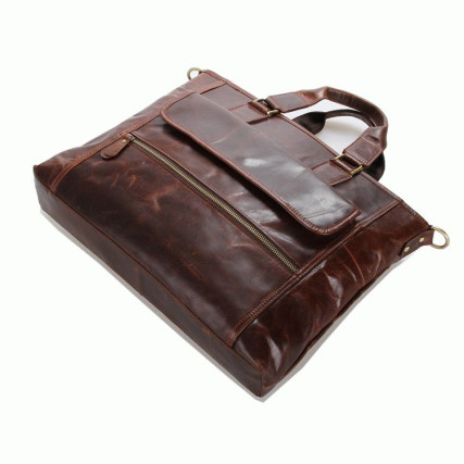 Мужской вместительный кожаный портфель Buffalo Bags 7212C коричневый – Фото 5