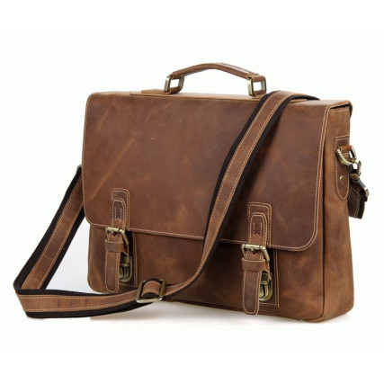 Кожаный мужской портфель сумка 7229B Buffalo Bags коричневый – Фото 2