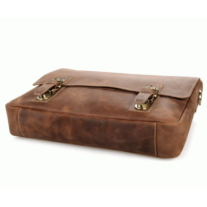 Кожаный мужской портфель сумка 7229B Buffalo Bags коричневый – Фото 4