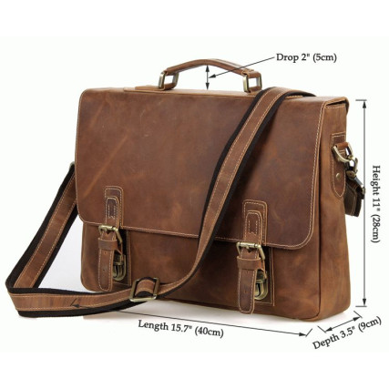 Кожаный мужской портфель сумка 7229B Buffalo Bags коричневый – Фото 7