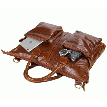 Кожаный портфель мужской 7241B Buffalo Bags коричневый – Фото 4