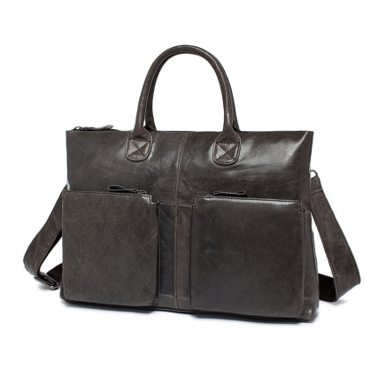 Кожаная сумка для ноутбука 7241J-1 Buffalo Bags серая – Фото 2