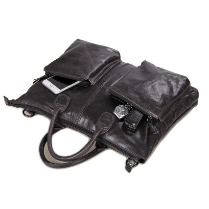 Кожаная сумка для ноутбука 7241J-1 Buffalo Bags серая – Фото 4