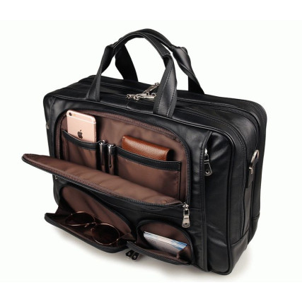 Мужская кожаная сумка 7289A Buffalo Bags черная – Фото 6