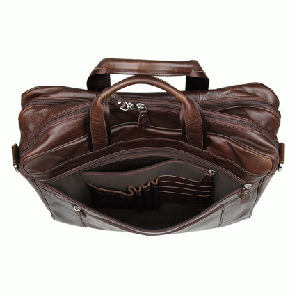 Мужская кожаная сумка Buffalo Bags коричневая 7319C – Фото 5