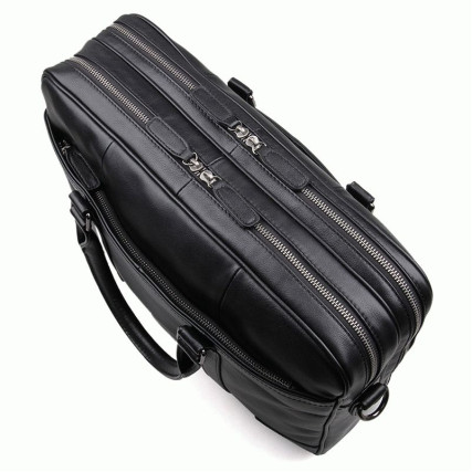 Мужской кожаный портфель Buffalo Bags черный 7348A – Фото 3