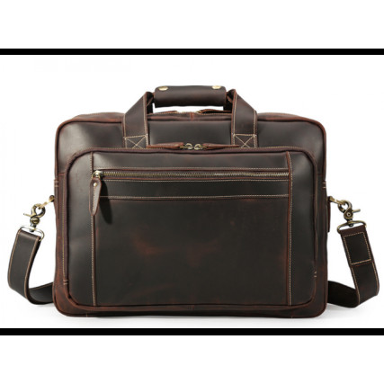 Мужская кожаная сумка для ноутбука 17&quot; Buffalo Bags коричневая 7367R – Фото 3