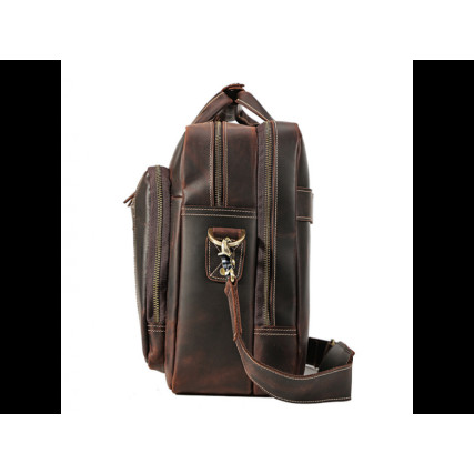 Мужская кожаная сумка для ноутбука 17&quot; Buffalo Bags коричневая 7367R – Фото 5